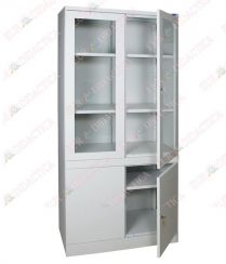 Dulap de depozitare substante chimice cu  2 usi din sticla si 2 metalice