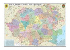 Romania si Republica Moldova. Harta administrativa (fata) / Harta de contur (verso)