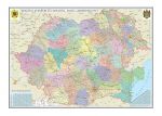 Romania si Republica Moldova. Harta administrativa (fata) / Harta de contur (verso)